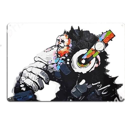 Banksy Funky Monkey Dj Headphones Graffiti Street Art Metal Signs Custom pub Garage Club Plaques Tin sign Posters