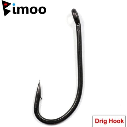 Bimoo 20pcs Coating Long Shank Carp Fishing Hook Down Eye High Carbon Steel Carp Fishing Hook Rig Hooks