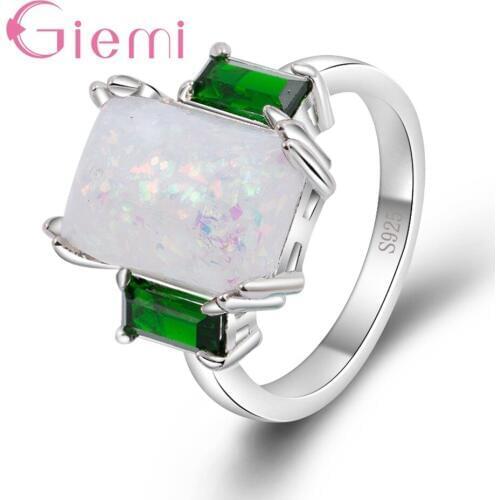 Big Geometric Crystal Stone Women Noble Gifts Solid 925 Sterling Silver Original Jewelry for Wedding Anniversary Gifts