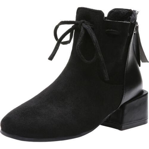 Martin Boots Chelsea Short Boots Female British Wind 2019 New Wild Retro Square Head With Thick Back Zipper Shoes