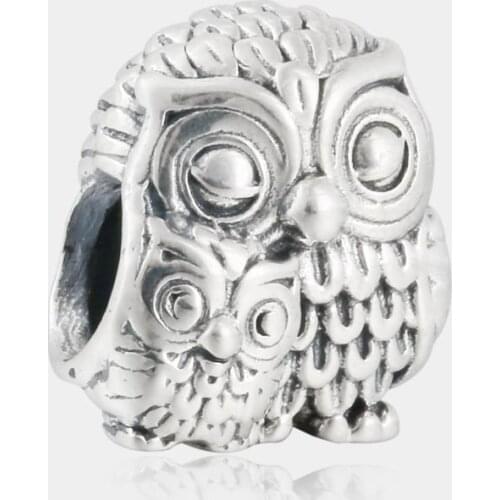 Autumn Charming Owl Family Charm Fit Pandora Bracelets DIY Authentic 925 Sterling Silver Animal Beads For Jewelry Making