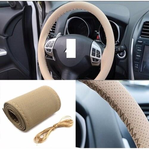 4 Color DIY Texture Soft Auto Car Steering Wheel Cover With Needles And Thread Artificial Leather Car Styling Covers Suite Hot