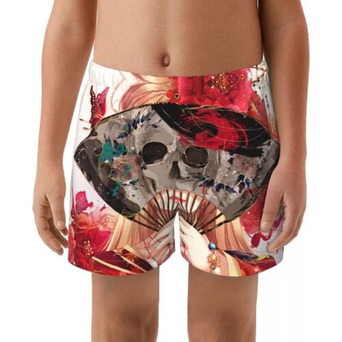 Skull Evil kid Printing Swimwear Shorts Swimming Breathable Built-In Beam Line Briefs Swimming Trunks Beach Wear