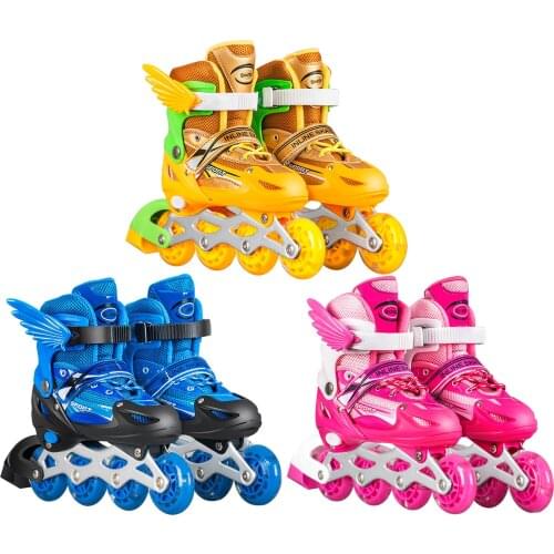 Flash Childrens Roller Skates Kid Skates PVC Single Wheel Roller Skates Inline Skates Adjustable Size For Men And Women