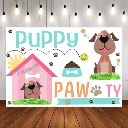 Mehofond Photography Background Cartoon Puppy Dog Footprint Paw Birthday Party Backdrop Photocall Studio Photophone