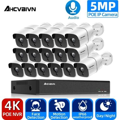 H.265 16CH CCTV Systems POE NVR 4k Ultra HD Waterproof 5.0MP Audio Security IP Camera Video Surveillance System Set 8Channel