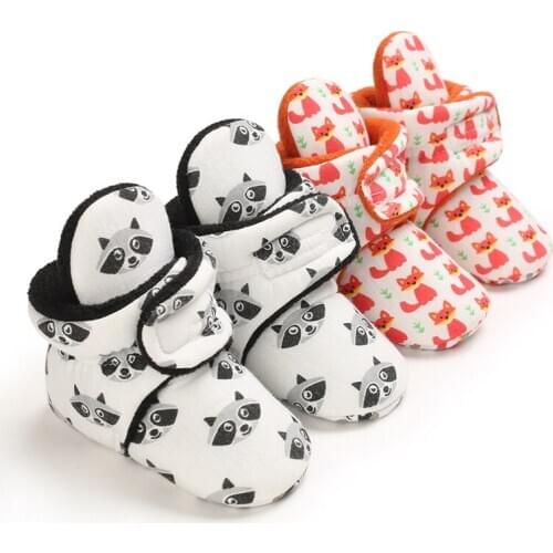 Cotton Print Newborn Baby Socks Shoes Boy Girl Toddler First Walkers Booties Cotton Soft Anti-slip Warm Infant Crib Shoes
