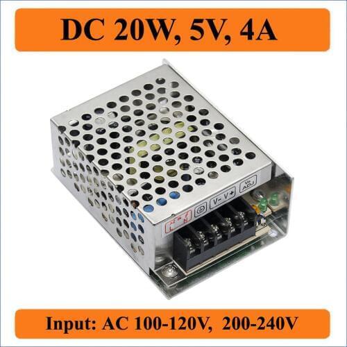 20W 5V 4A Switching Power Supply AC 110V/220V Voltage Transformer to DC 5V 4000mA for LED Strips Light display control adapter