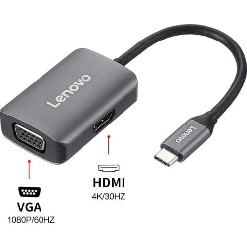 Lenovo USB Type C to 4K HDMI 1080P VGA Adapter Cable For Computer PC Laptop Tablet Macbook Accessories Converter