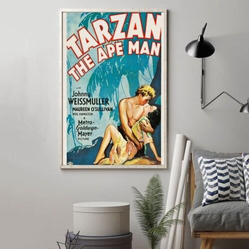 Tarzan the Ape Man (1932) Classic Movie Poster Cover Canvas Art Print Poster Wall Painting Home Decoration (No Frame)