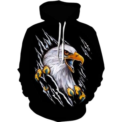 Eagle 3D printing jacket 2021 Winter Fashion hoodie animal black Clothes hoodies Casual Personality sweatshirt Streetwear