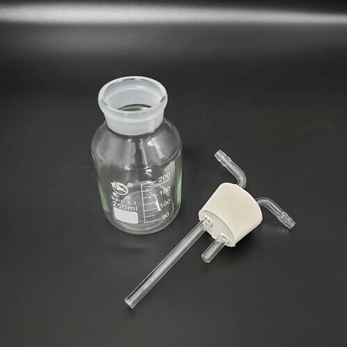 Laboratory Drechsel gas washing bottle device,Capacity 250ml,Multifunctional gas cylinder,Double-hole 9# rubber plug catheter