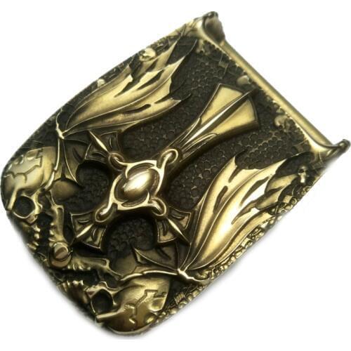 Handmade Demon and Cross of St. Peter Pattern High-grade Brass Belt Buckle | Mens Belt Head | Belt Accessories