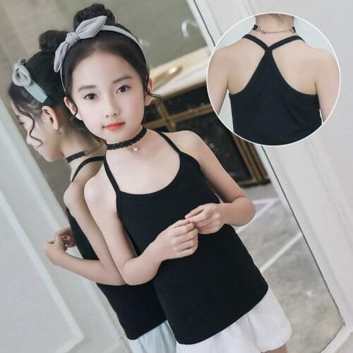 Girls' Modal Cotton Y-line Tank Top Slim Base Solid Color Sling