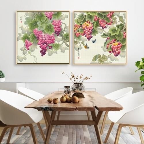 Grape Harvest Embroidery Set 11CT Canvas DIY Needlework Home Decor Handmade Printed Cross Stitch Kits