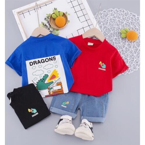 2020 New Children Cotton Baby Boy Girl Clothes Summer Cartoon T-shirt Shorts 2Pcs/sets Infant Out Outfit Kids Toddler Tracksuits
