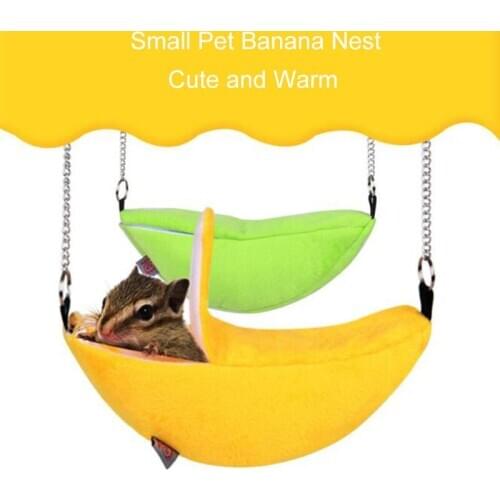 Hamster Hanging House Hammock Cage Sleeping Nest Pet Bed Rat HamsterToys Cage Swing Cute Banana Shape Rat mouse Living House New