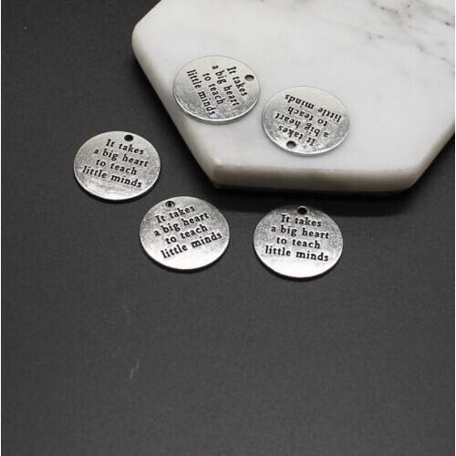 6pcs charm pendant pendant It takes a big heart to teach little Minds round jewelry DIY jewelry making jewelry accessories