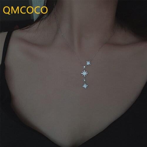 Japanese-Korean Style Zircon Octagon Star Collarbone Chain Simple Trend INS Personality Birthday Party Neck Chain Decoration