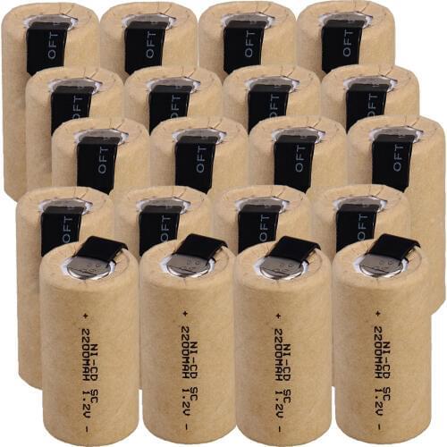Real capacity 20 pcs SC battery 1.2V NICD 2200mah SUBC batteries for electric drills power tools for makita for bosch for dewalt