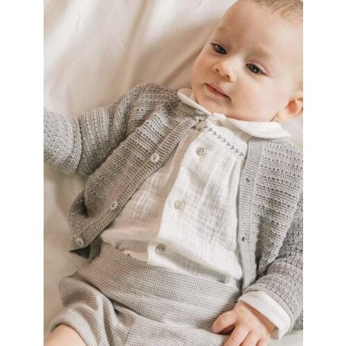 Autumn New Spanish Baby Boys Cotton Long-sleeved Shirt+plaid Pants Two-piece Suit Baby Boy Clothing