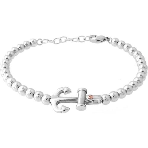 Runda 2020 Summer Sailor Anchor Bracelet for Women Mens Stainless Steel Fashion Beaded Bracelets Jewellery with Rose Gold Nail