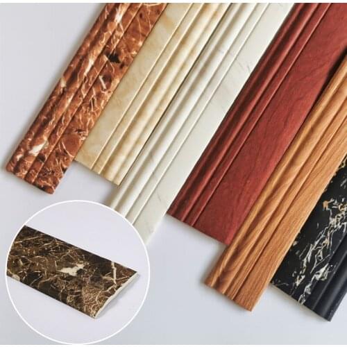 1m Self-adhesive Wall stickers Wood Grain Waterproof Skirting Sticker Living Room Soft Wire Foam Waist Line Wall Sticker