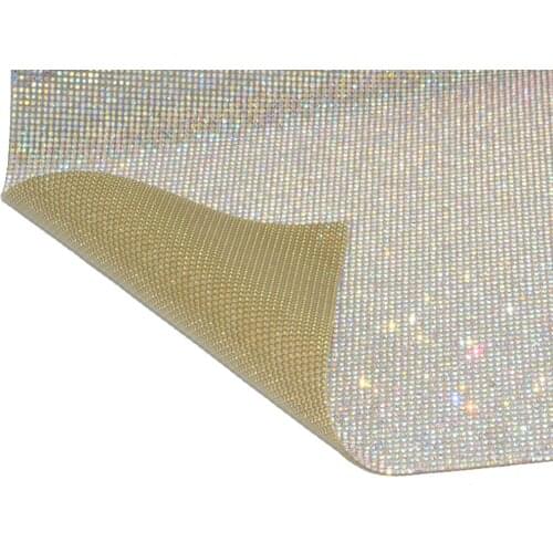 Self adhesive SS6 2mm Crystal AB Rhinestones Sheet Stickers Beaded Rhinestones Mesh Applique Banding Roll Sticker DIY Clothing
