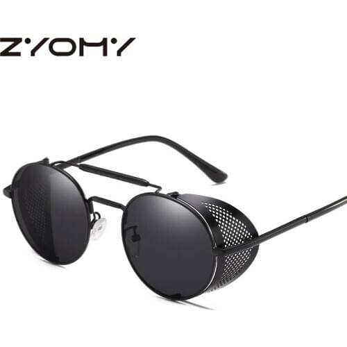 Q Retro Glases Anti-Reflective Colorful Driving Eyewear Round Punk Men Women Sunglasses Brand Design Goggles Oculos De Sol UV400