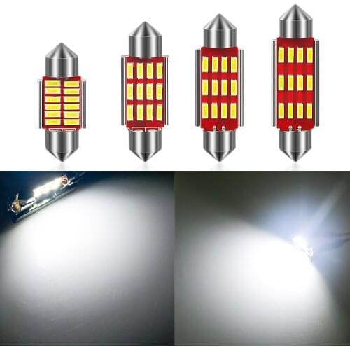 100PCS 6000K C5W C10W Festoon 4014 12SMD 31/36/39/41mm Auto LED Car Bulb Reading Dome Interior License Plate Parking Light 12V