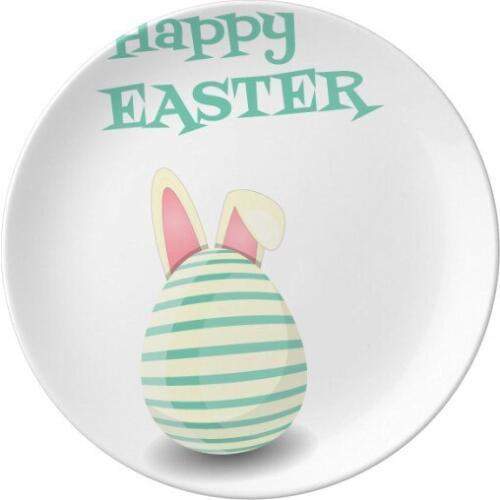 Happy Easter Religion Festival Egg Stripe Dessert Plate Decorative Porcelain 8 inch Dinner Home