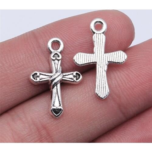 WYSIWYG 20pcs 21x15mm Antique Silver Color Cross Charms Pendant For Jewelry Making DIY Jewelry Findings
