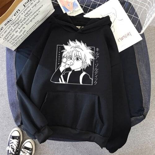 Anime Hoodie Women Kawaii Hunter X Hunter Hoodies Sweatshirt Killua Zoldyck Anime Manga Black Hoodies Bluzy Tops Clothes