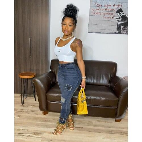 DPSDE women fashion 2021 new reduction of age hip hop style denim long pants buttons pockets pure color denim little feet pants