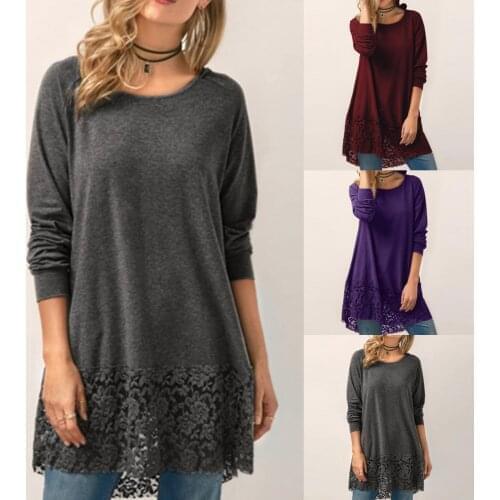 WomenS Pullover Autumn New Lace High-Quality Stitching Hooded Solid Color Long-Sleeved Plus Size Clothes толстовка женска 50