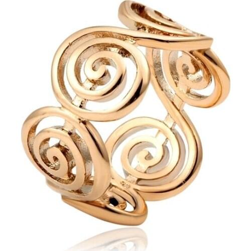 Wide Gold Color Cut Out Swirl Coctail Ring For Women Design Jewelry Wholesale Bague Anel Anillos Anelli Anniversary Sale