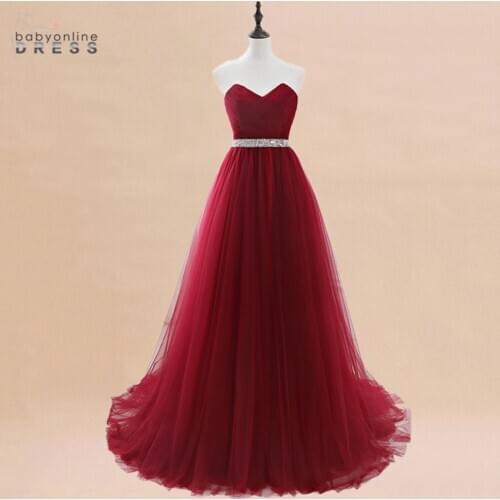In Stock Burgundy Tulle Evening Dress Lace-up Party Dress Sexy Sleeveless Evening Prom Gowns Women Green Royal Vestido de Festa