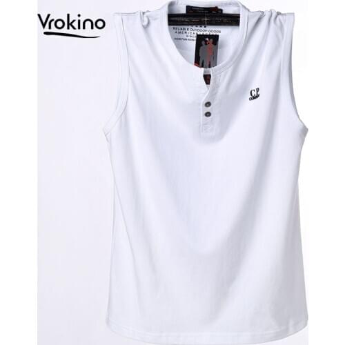 2020 Mens Summer Cotton Large Size Vest Casual Breathable Cutout Sleeveless T-Shirt Mens Loose Solid Color Summer Vest 5XL 6XL