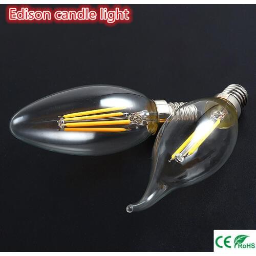1PCS New Design 2w 4W 6W E14 110V 220V LED Edison candle light 360 Degree LED BULB LAMP