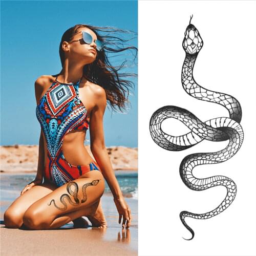 1pc Sexy Temporary Tattoos for Women Body Art Painting Arm Legs Tattoos Sticker Realistic Fake Snake Waterproof Tattoos