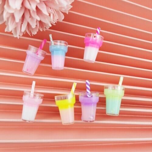 10 pcs Colorful Resin Pearl Milk Tea Charms DIY Handmade Earrings Bracelet Beverages Bottle Pendants For Jewelry Accessory