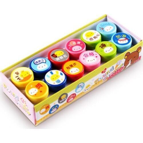 12pcs/lot Assort Carton Mine Stampers Kindergarten Teacher Stampers Childrens Toys