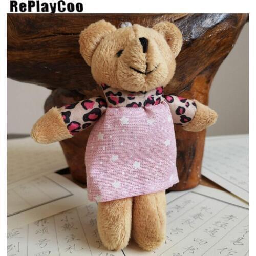 25PCS/Lot Mini Joint Bear Stuffed Plush Toys 12cm Cute Teddy Bears Chain Pendant Dolls Gifts Wedding Party Decoration DTD045