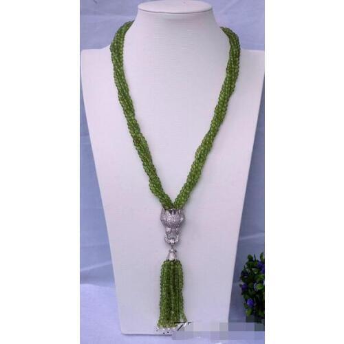5strds natural peridot Round necklace-zircon pendant>free shipping