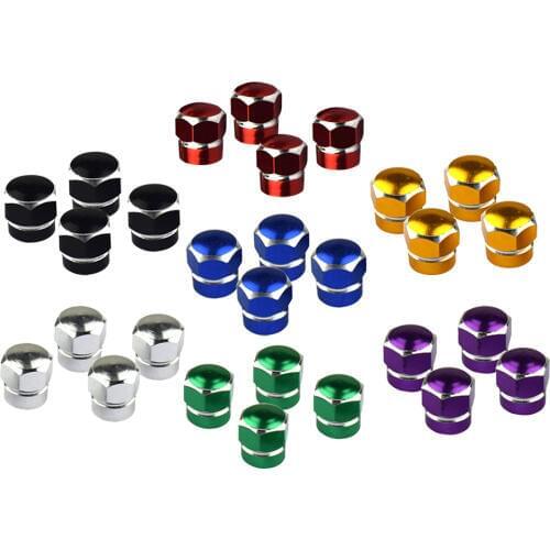 4 Pieces 10mm ALUMINUM REPLACEMENT HEXAGON WHEEL TIRE RIM VALVE STEM CAPS