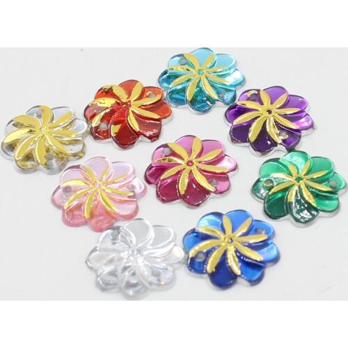 Free Shipping 100pcs/Lot 14mm Mixed Flower Design Acrylic Rhinestone,Sewing Rhinestone Jewelry Accessories For Diy Deco