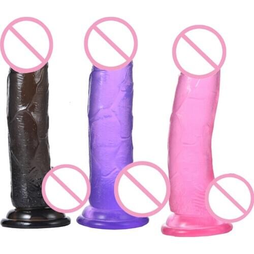 Big size Fashion Jelly Realistic Dildo, 6.15 inches Crystal Penis Suction Cup Penis Huge Dildo Cock Adult Sex toys for Women