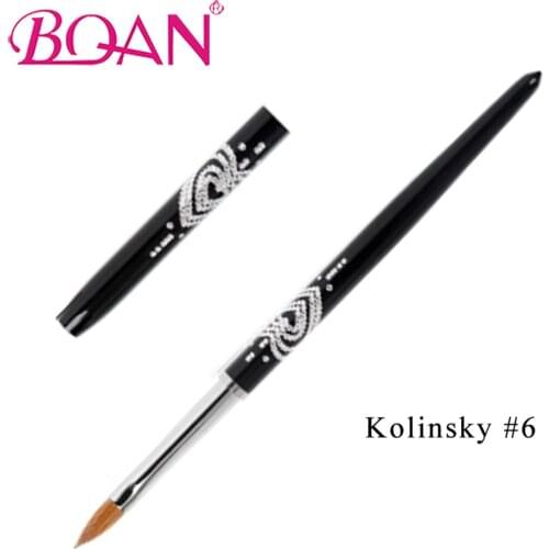 BQAN New Design 10pcs/ Lot Metal Handle Acrylic Kolinsky Sable Hair Nail Brushes #6 Nail Art Manicure Tool