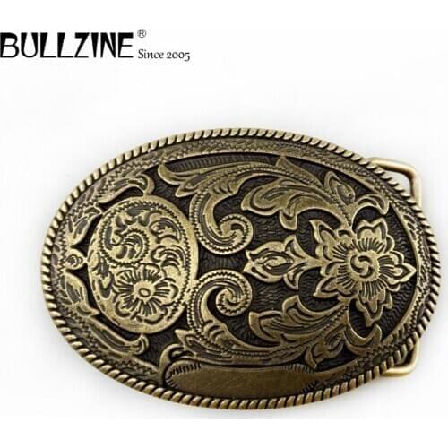 Bullzine zinc alloy belt buckle western belt buckle antique brass finish FP-03559-1 cowboy jeans gift belt buckle