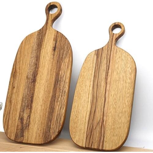 Wood Cutting Board with Handle Food Serving Tray Cheese Bread Sandwich Plate Kitchen Chopping Blocks Cooking Tools S/L